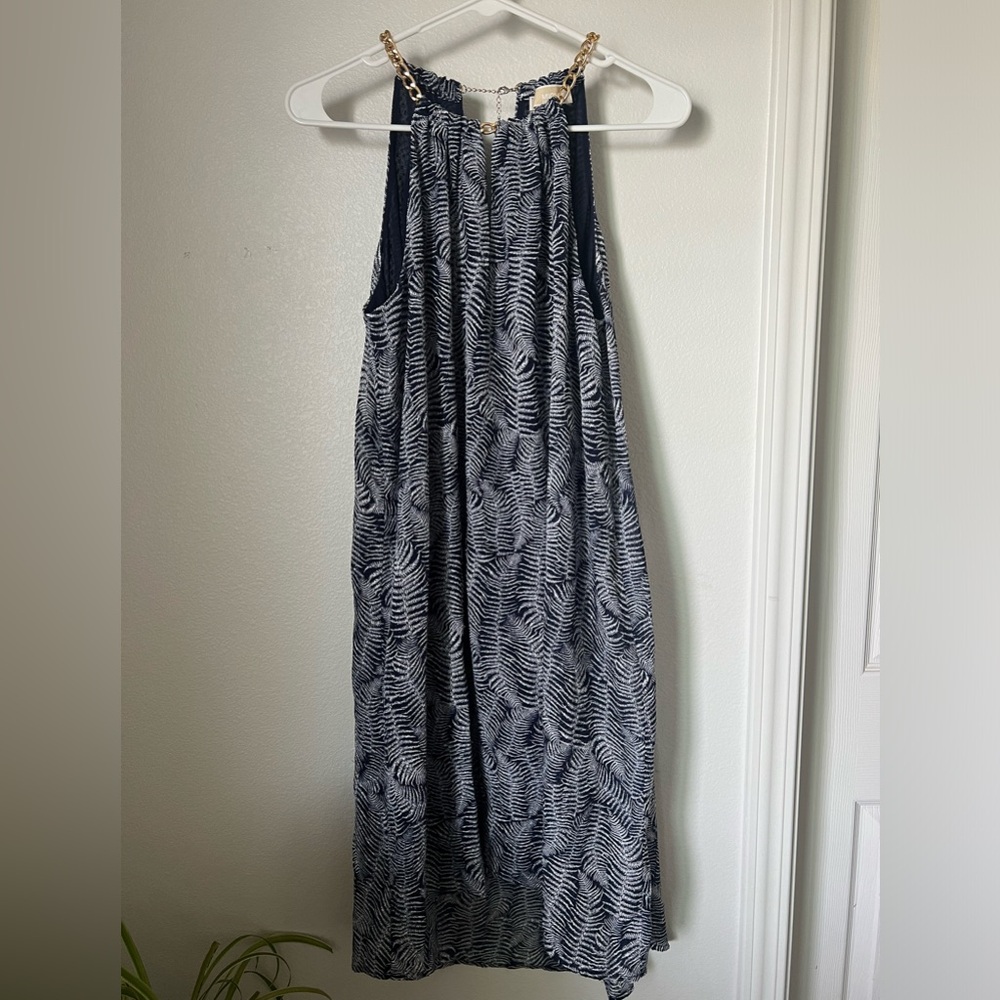 Michael Kors Chain Neck Halter Dress, Palm Print M